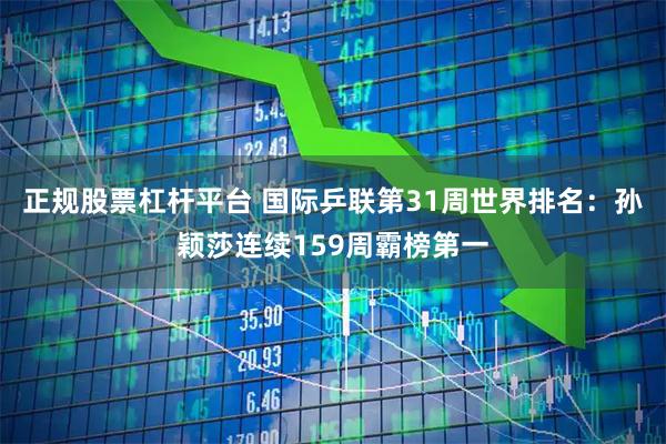 正规股票杠杆平台 国际乒联第31周世界排名：孙颖莎连续159周霸榜第一